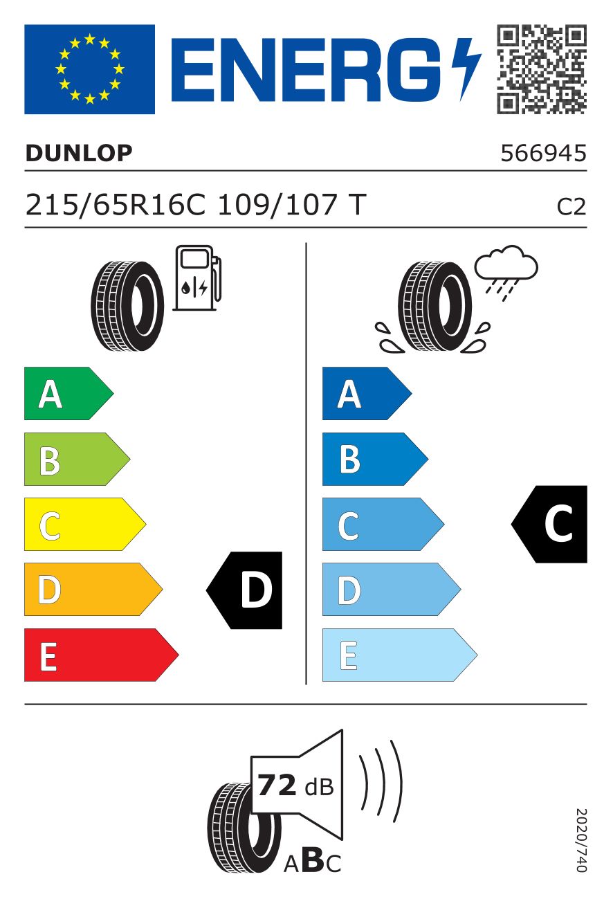 Etykieta dla DUNLOP 215/65 R16C Econodrive 109/107T