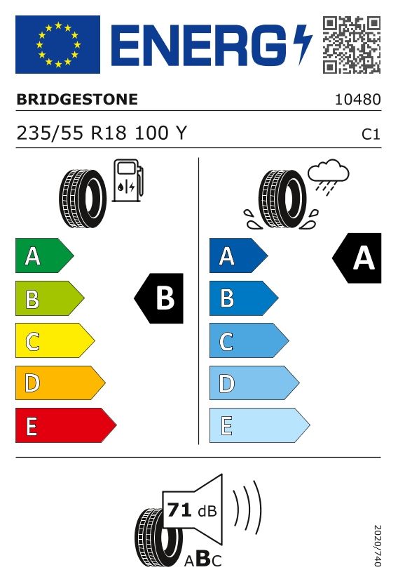 Etykieta dla BRIDGESTONE 235/55 R18 TURANZA T005 100Y