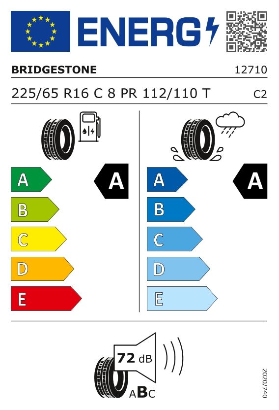 Etykieta dla BRIDGESTONE 225/65 R16C DURAVIS R660 112/110T