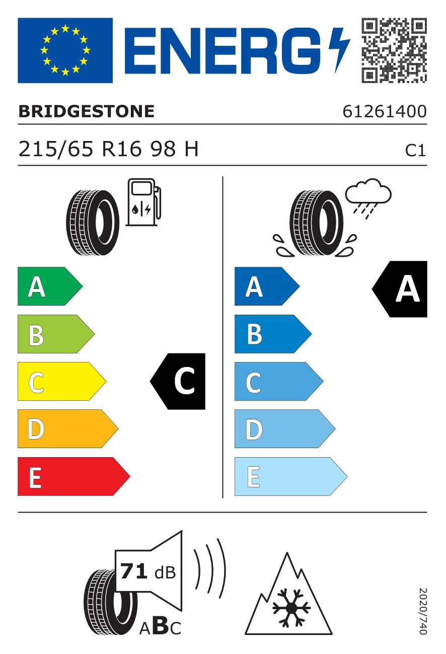 Etykieta dla BRIDGESTONE 215/65 R16 BLIZZAK LM005 98H