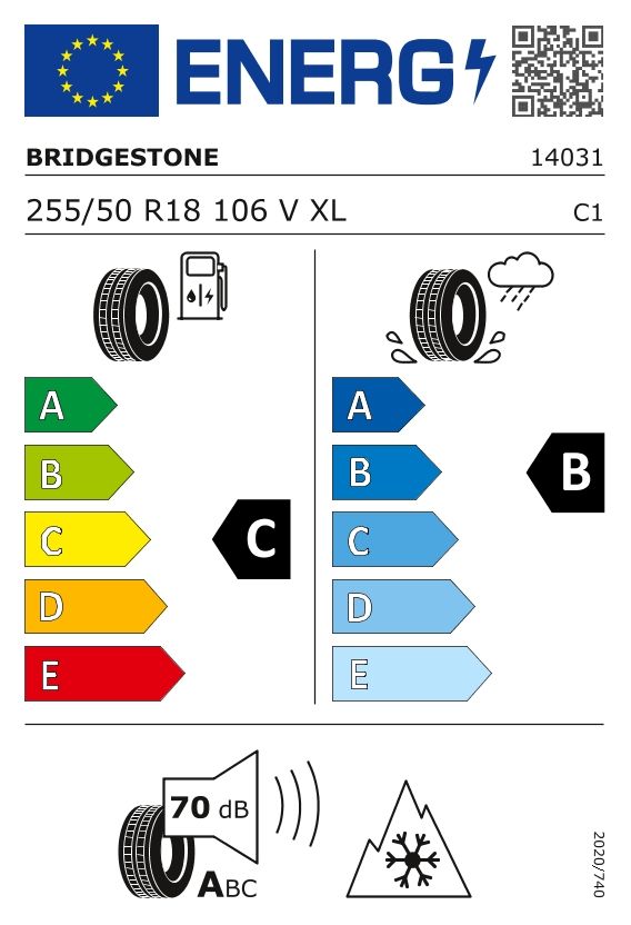 Etykieta dla BRIDGESTONE 255/50 R18 BLIZZAK LM001 106V