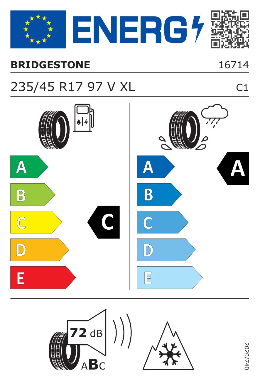 Etykieta dla BRIDGESTONE 235/45 R17 BLIZZAK LM005 DriveGuard 97V