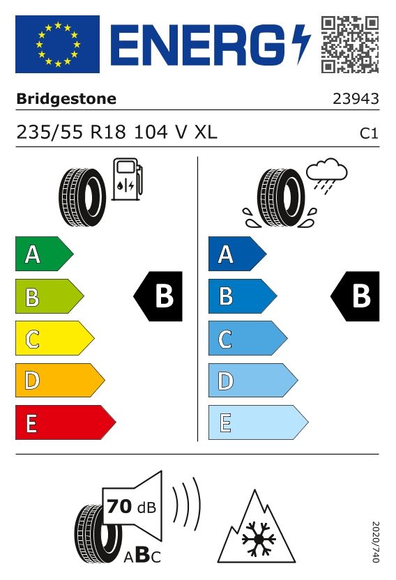Etykieta dla BRIDGESTONE 235/55 R18 TURANZA ALL SEASON 6 104V
