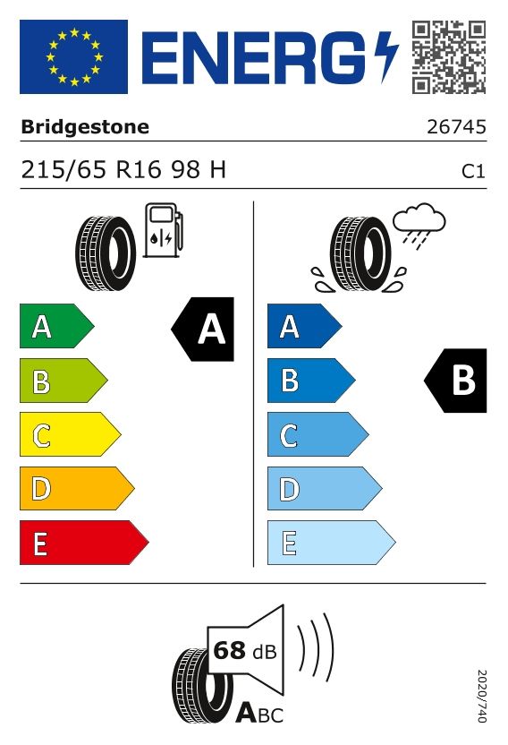 Etykieta dla BRIDGESTONE 215/65 R16 TURANZA 6 98H