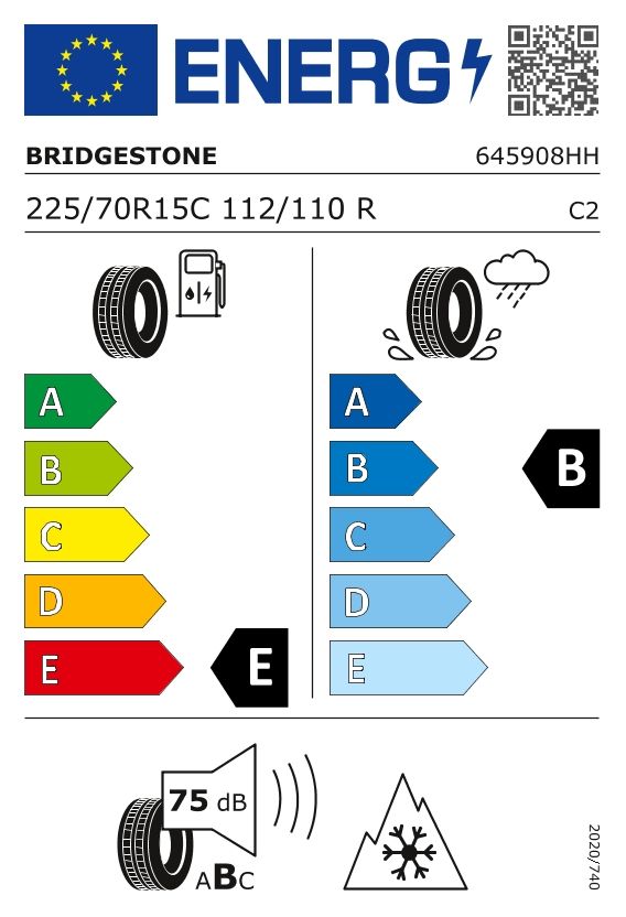 Etykieta dla BRIDGESTONE 225/70 R15C BLIZZAK W810 112R