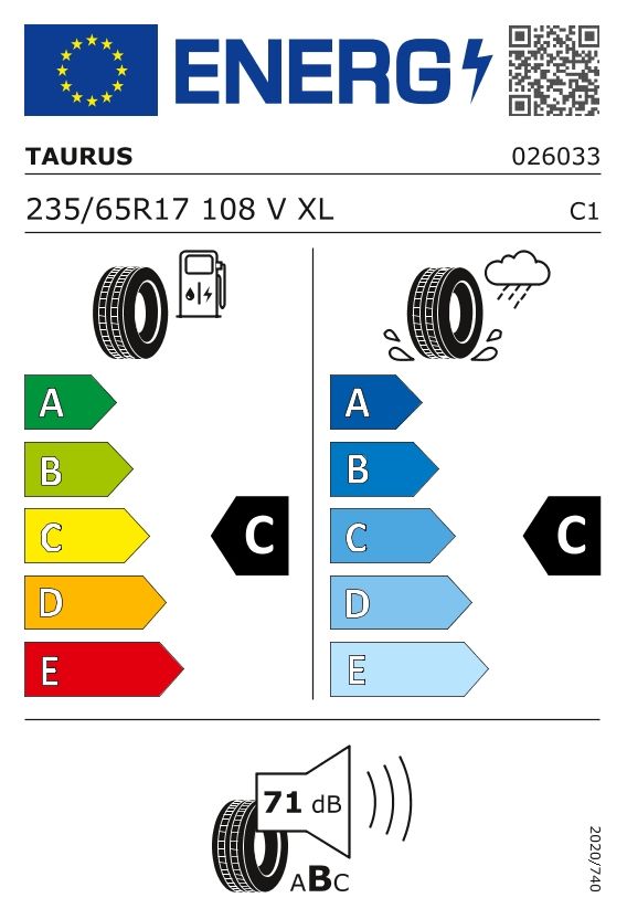 Etykieta dla TAURUS 235/65 R17 SUV 701 108V