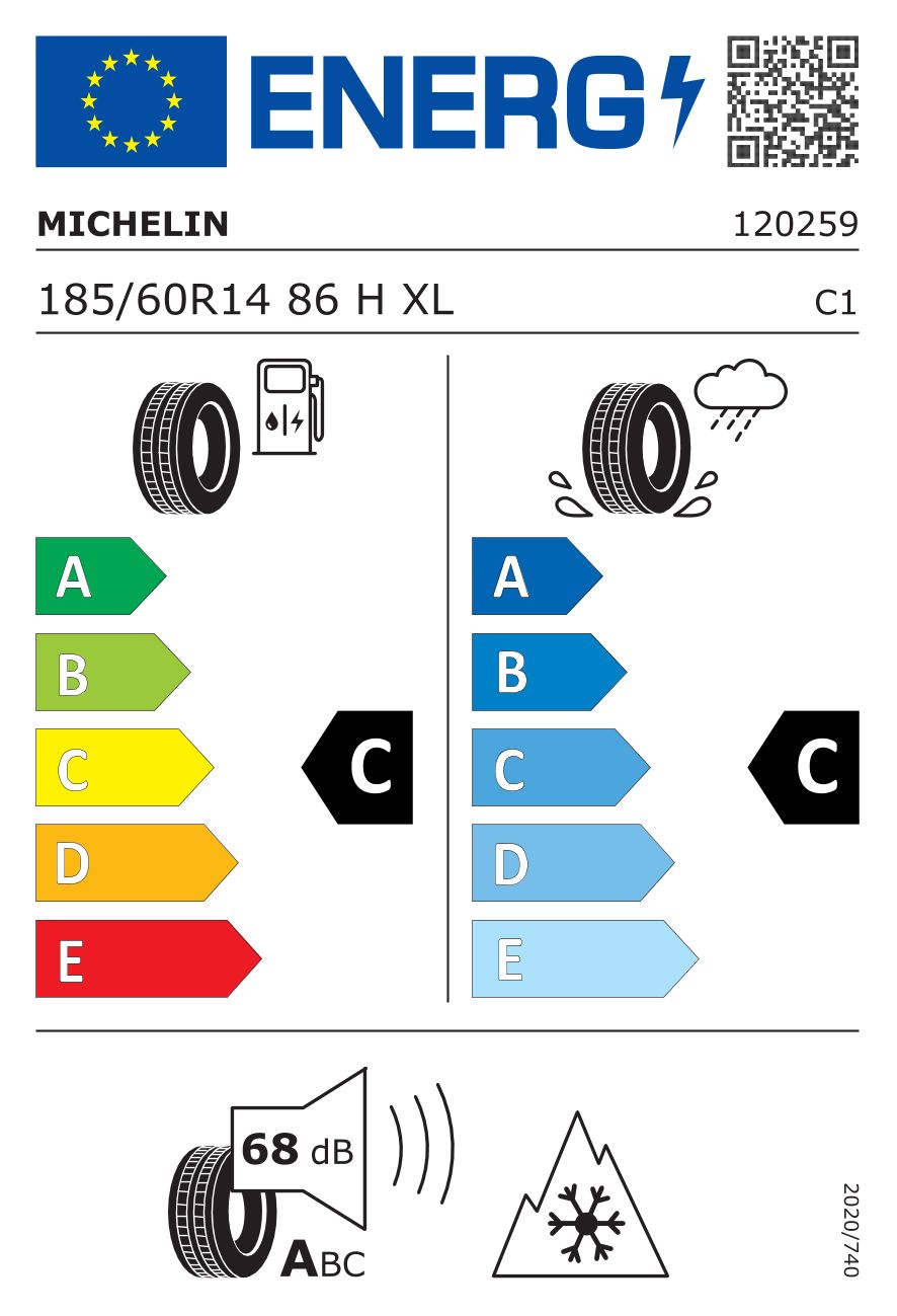 Etykieta dla MICHELIN 185/60 R14 CrossClimate+ 86H