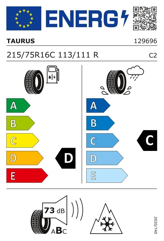 Etykieta dla TAURUS 215/75 R16C WINTER LT 201 113/111R