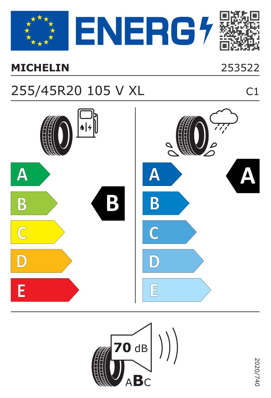 Etykieta dla MICHELIN 255/45 R20 LATITUDE SPORT 3 105V