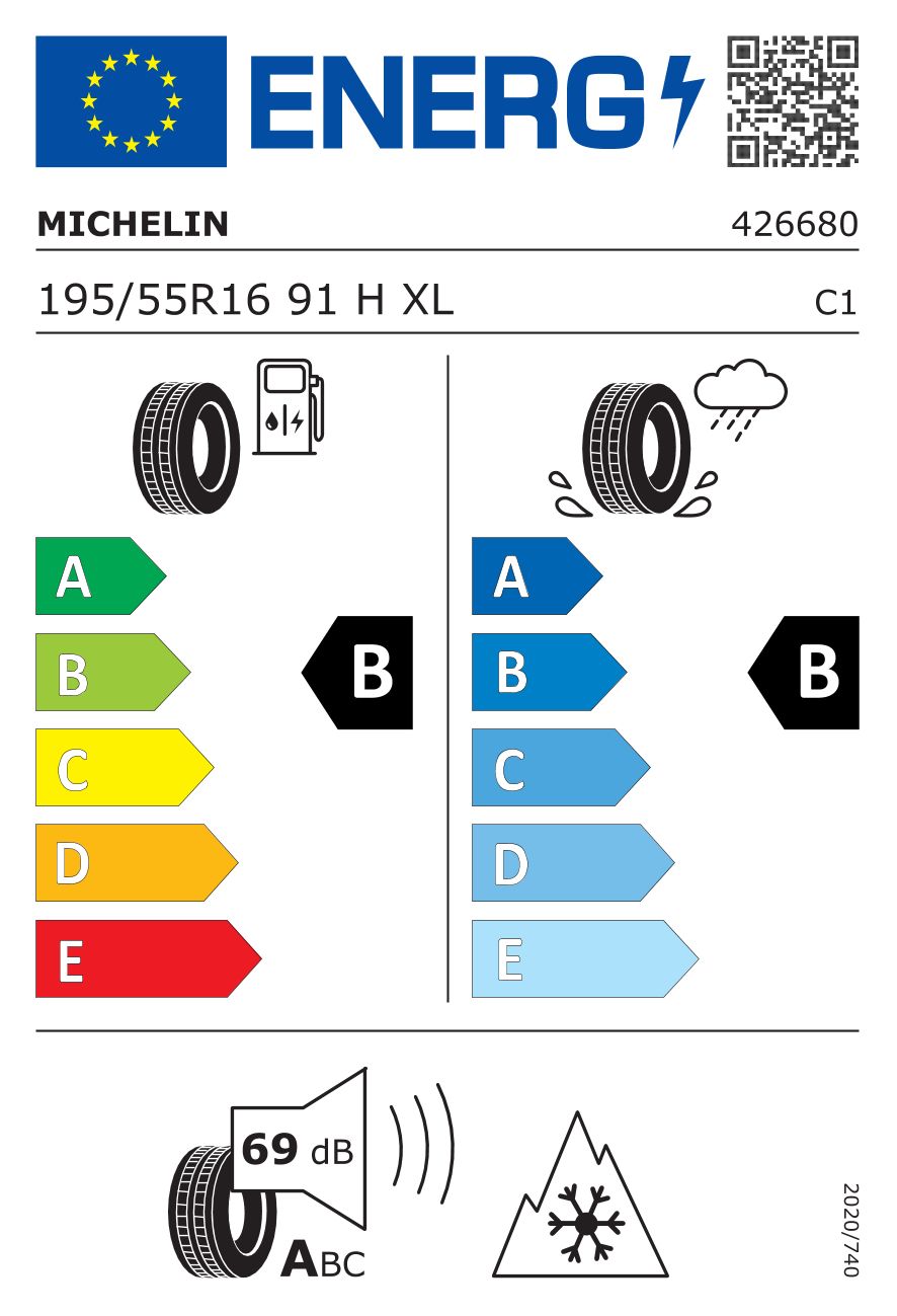 Etykieta dla MICHELIN 195/55 R16 CrossClimate+ 91H