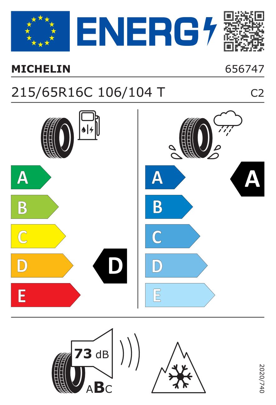 Etykieta dla MICHELIN 215/65 R16C AGILIS CrossClimate 106T