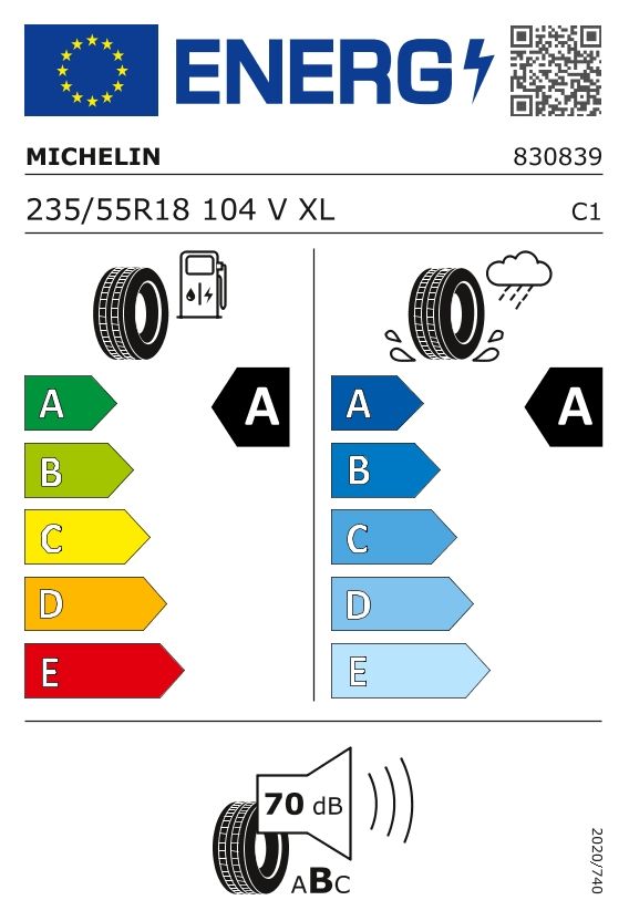 Etykieta dla MICHELIN 235/55 R18 ePrimacy 104V