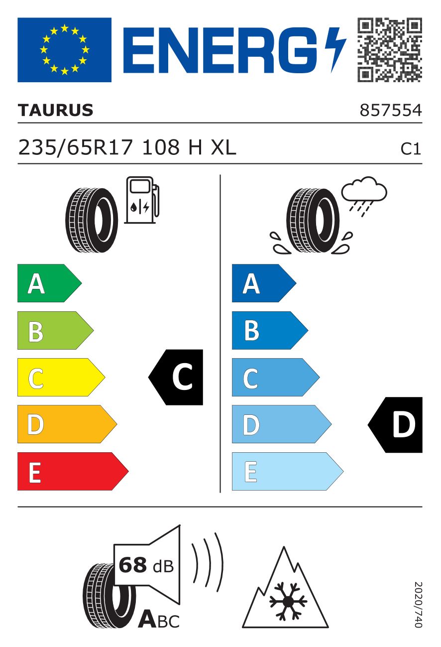 Etykieta dla TAURUS 235/65 R17 TAURUS ALL SEASON SUV 108H