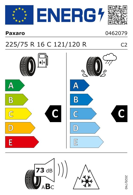 Etykieta dla Paxaro 225/75 R16C PAXARO VAN WINTER 121R