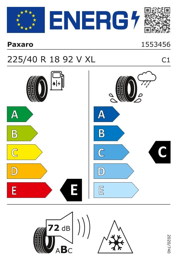 Etykieta dla Paxaro 225/40 R18 PAXARO WINTER 92V