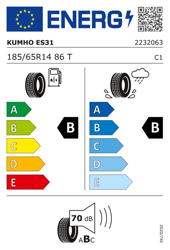 Etykieta dla KUMHO 185/65 R14 ECOWING ES31 86T