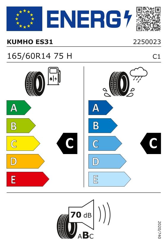 Etykieta dla KUMHO 165/60 R14 ECOWING ES31 75H