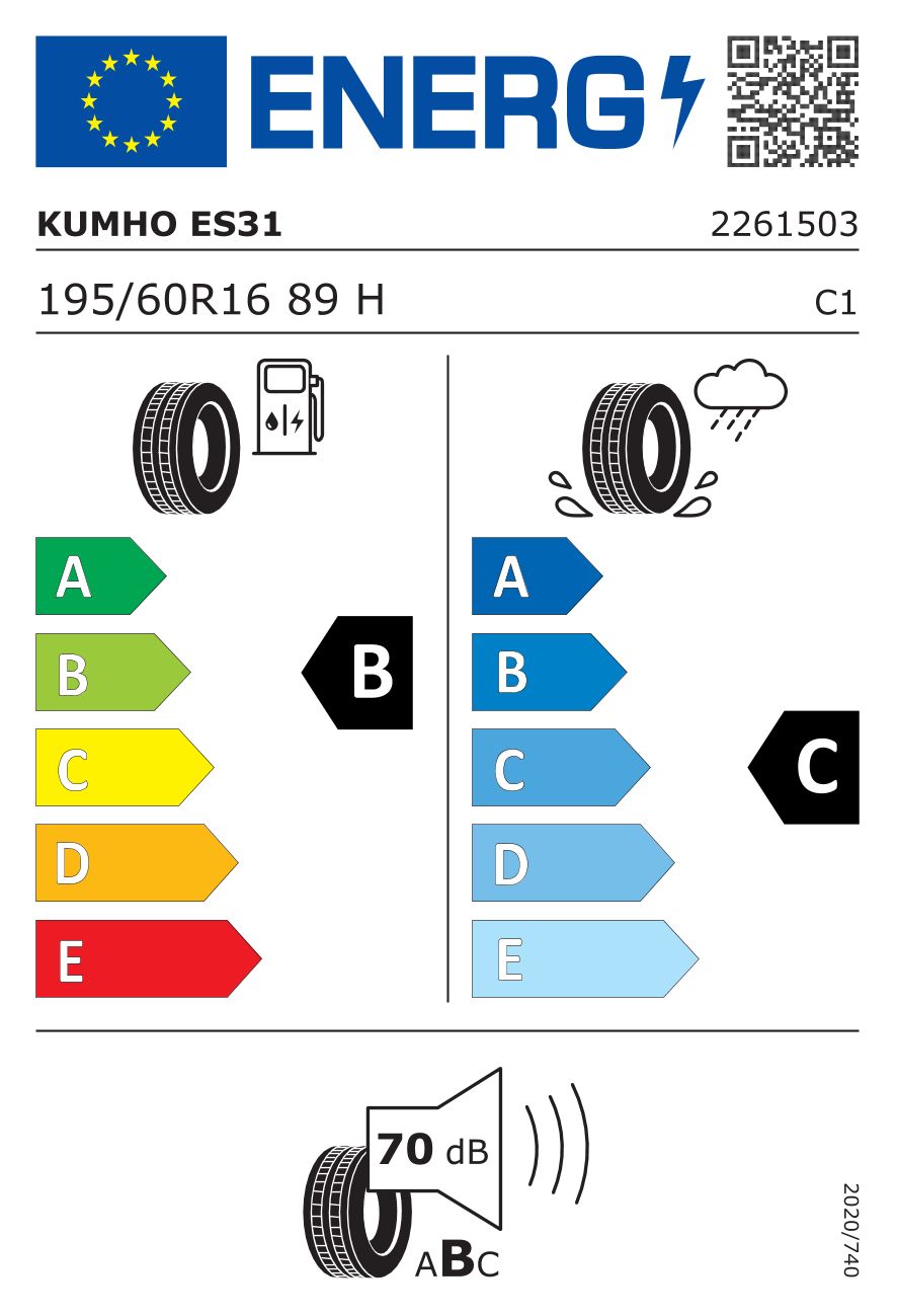 Etykieta dla KUMHO 195/60 R16 ECOWING ES31 89H