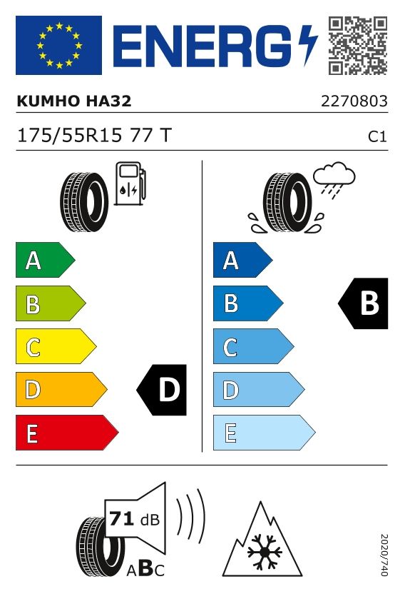 Etykieta dla KUMHO 175/55 R15 SOLUS 4S HA32 77T