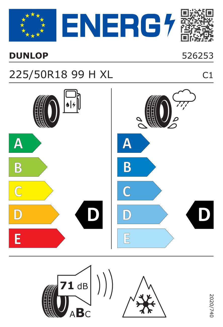 Etykieta dla DUNLOP 225/50 R18 WINTER SPORT 3D 99H