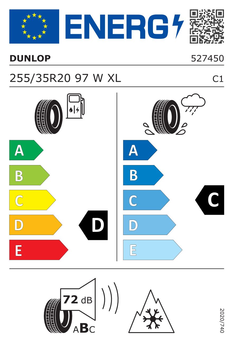 Etykieta dla DUNLOP 255/35 R20 Winter SPORT 3D 97W