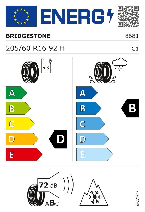 Etykieta dla BRIDGESTONE 205/60 R16 BLIZZAK LM001 92H