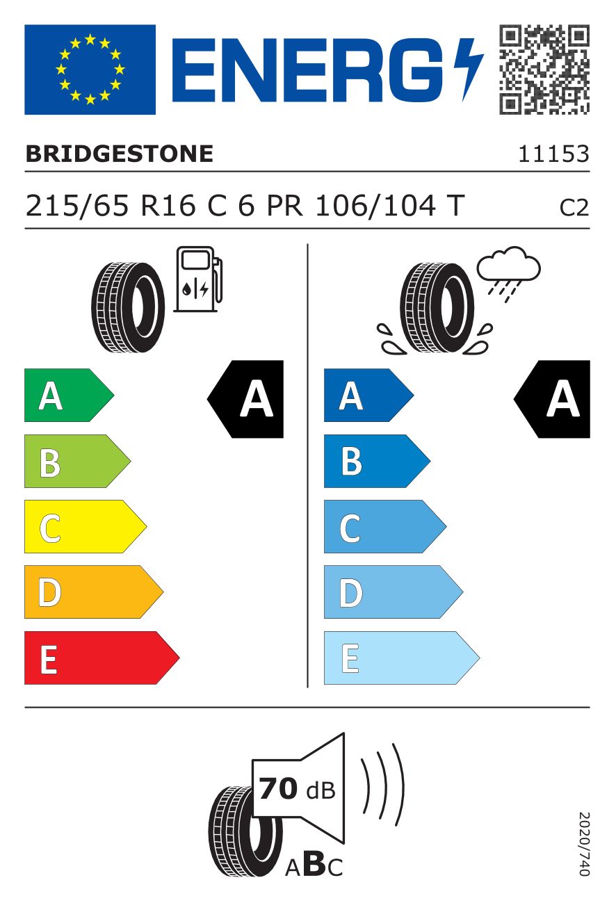 Etykieta dla BRIDGESTONE 215/65 R16C DURAVIS R660 ECO 106T