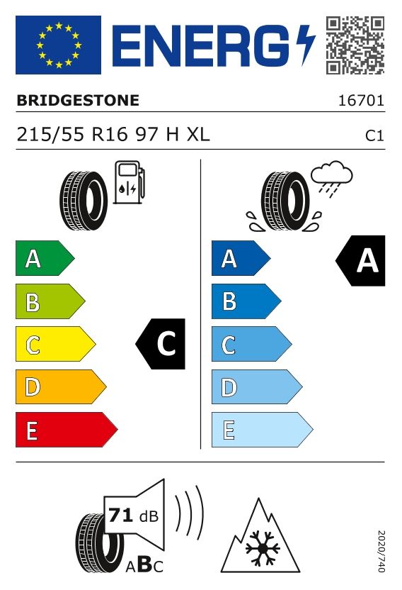 Etykieta dla BRIDGESTONE 215/55 R16 BLIZZAK LM005 DRIVEGUARD 97H