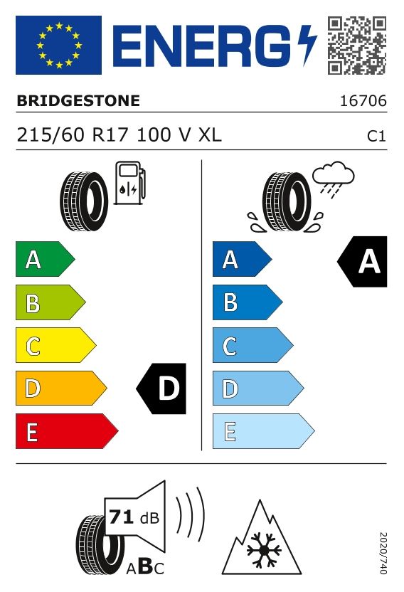 Etykieta dla BRIDGESTONE 215/60 R17 BLIZZAK LM005 DRIVEGUARD 100V
