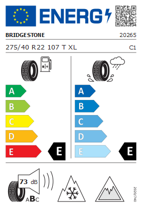 Etykieta dla BRIDGESTONE 275/40 R22 BLIZZAK DM-V3 107T