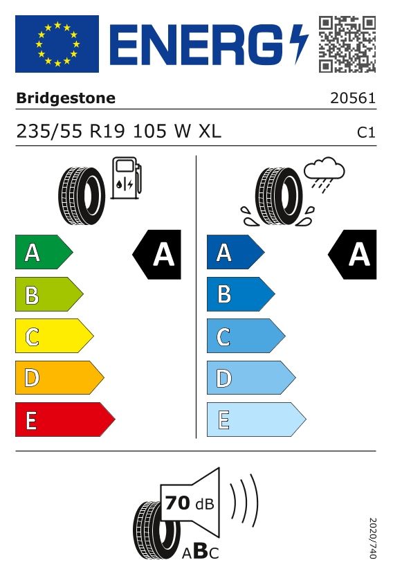 Etykieta dla BRIDGESTONE 235/55 R19 TURANZA 6 105W