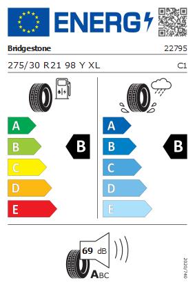 Etykieta dla BRIDGESTONE 275/30 R21 TURANZA 6 98Y