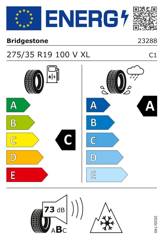 Etykieta dla BRIDGESTONE 275/35 R19 BLIZZAK LM005 100V