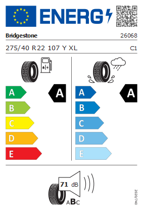 Etykieta dla BRIDGESTONE 275/40 R22 TURANZA 6 107Y