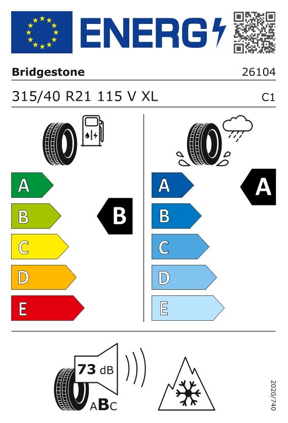 Etykieta dla BRIDGESTONE 315/40 R21 BLIZZAK LM005 115V