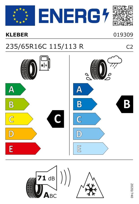 Etykieta dla KLEBER 235/65 R16C TRANSALP 2+ 115/113R