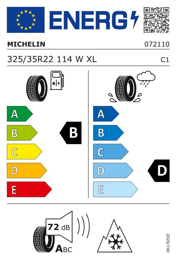 Etykieta dla MICHELIN 325/35 R22 Pilot Alpin 5 SUV 114W