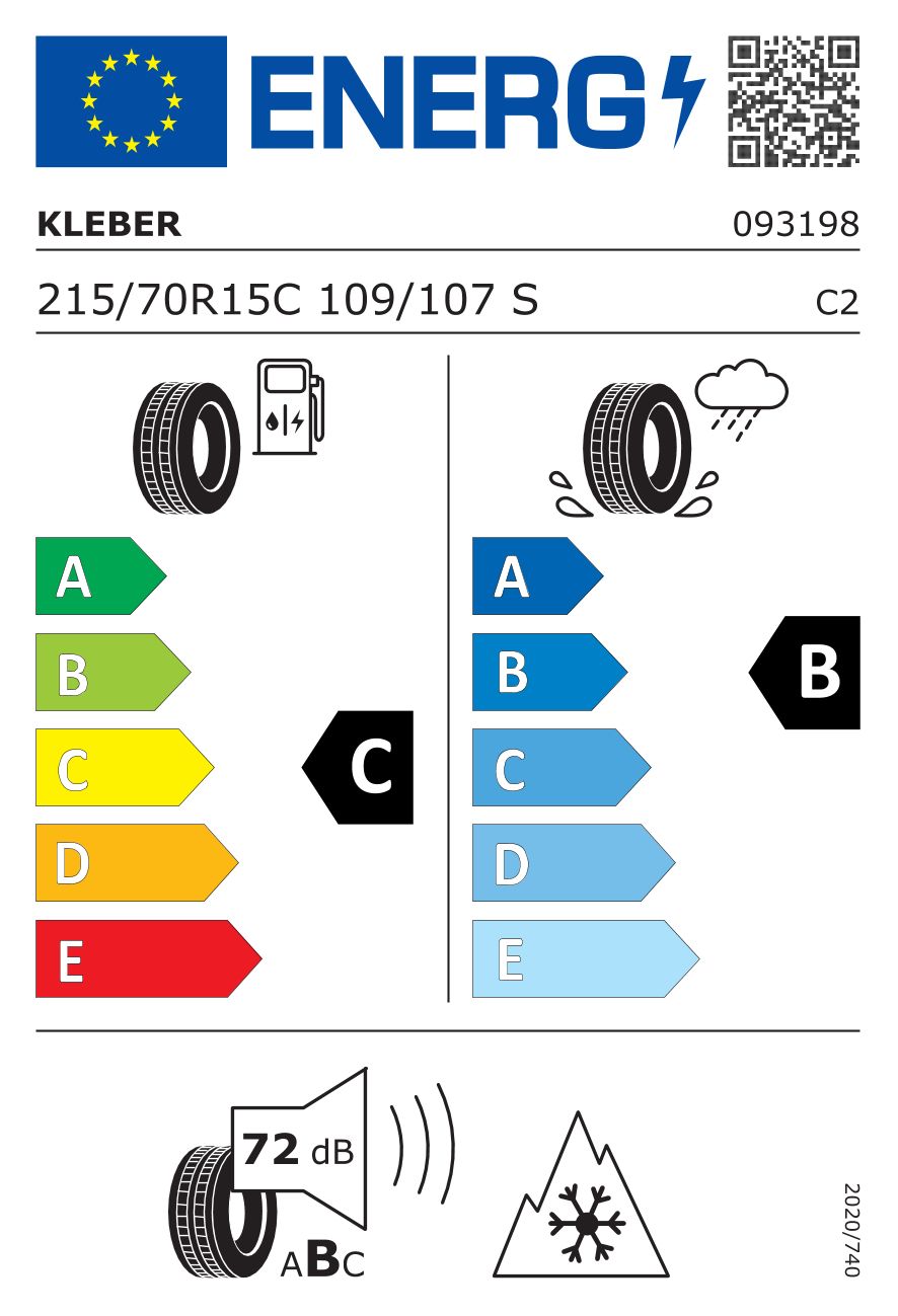 Etykieta dla KLEBER 215/70 R15C TRANSPRO 4S 109/107S