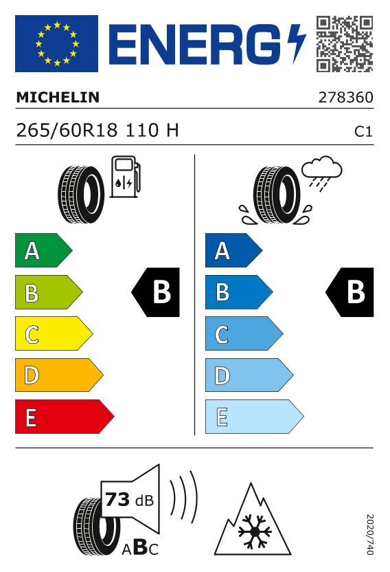 Etykieta dla MICHELIN 265/60 R18 CrossClimate 2 SUV 110H