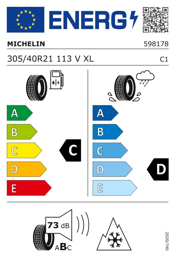 Etykieta dla MICHELIN 305/40 R21 Pilot Alpin 5 SUV 113V