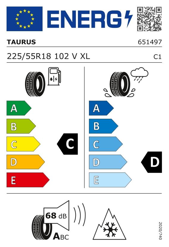 Etykieta dla TAURUS 255/55 R18 TAURUS ALL SEASON SUV 102V