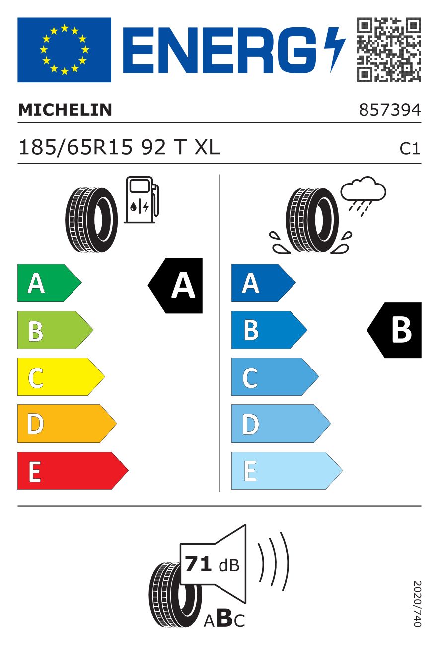 Etykieta dla MICHELIN 185/65 R15 ePRIMACY 92T