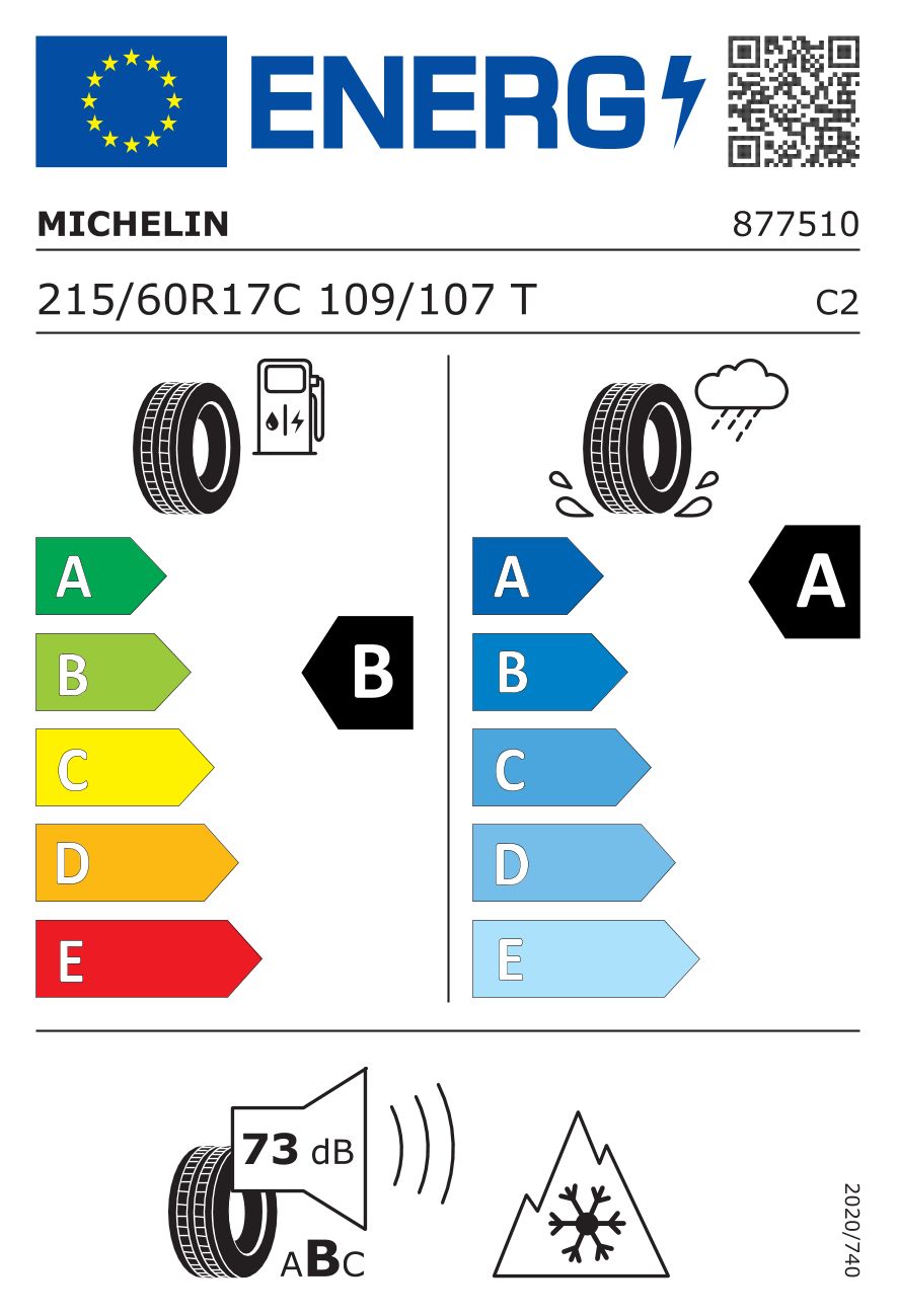 Etykieta dla MICHELIN 215/60 R17C AGILIS CrossClimate 109T