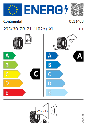 Etykieta dla CONTINENTAL 295/30 R21 SportContact 7 102Y