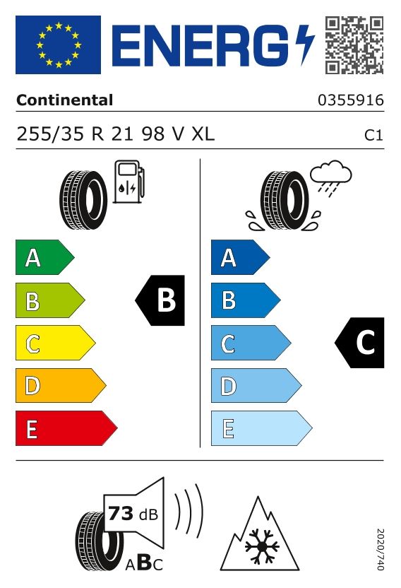 Etykieta dla CONTINENTAL 255/35 R21 WinterContact TS 860 S 98V