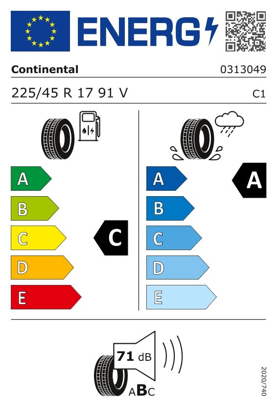 Etykieta dla CONTINENTAL 225/45 R17 PremiumContact 7 91V