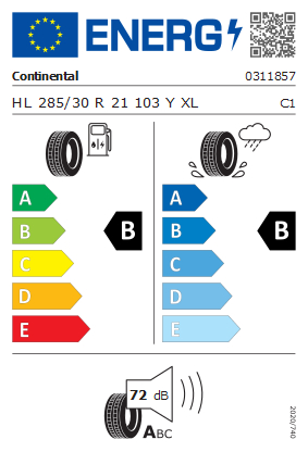 Etykieta dla CONTINENTAL 285/30 R21 EcoContact 6 Q 103Y