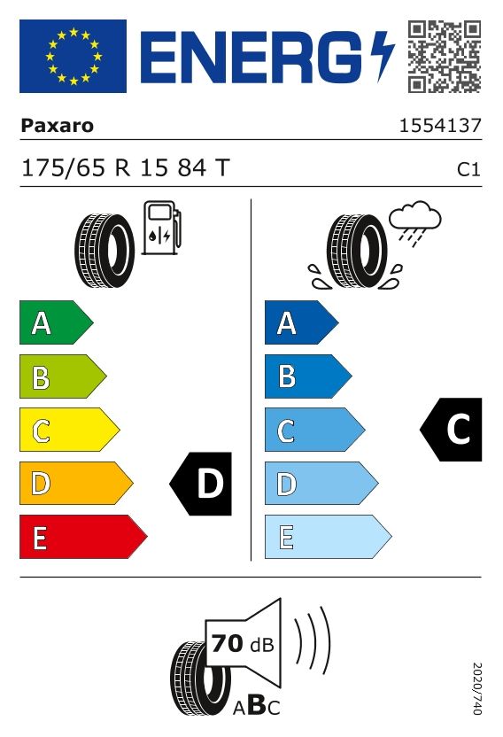 Etykieta dla Paxaro 175/65 R15 PAXARO SUMMER COMFORT 84T