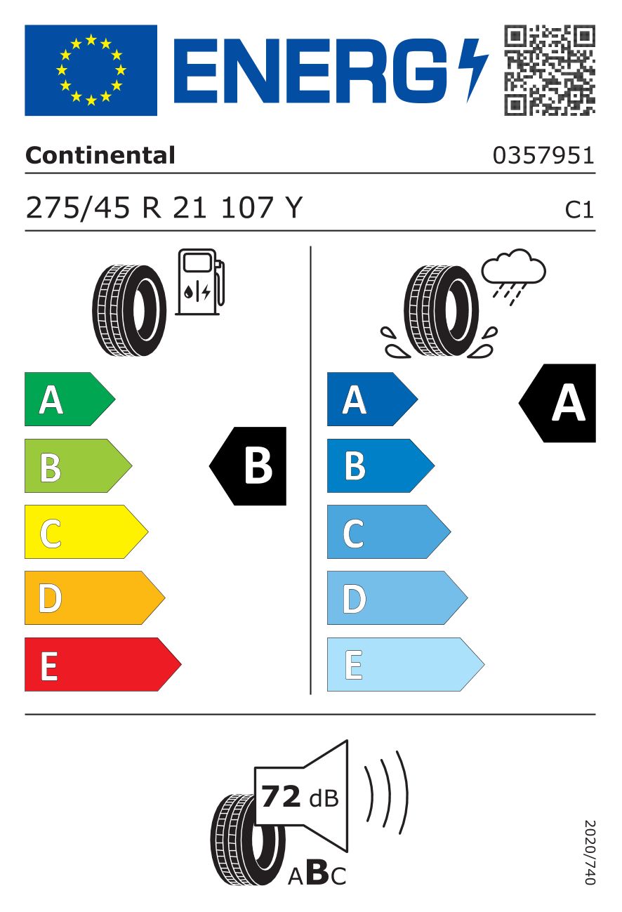 Etykieta dla CONTINENTAL 275/45 R21 ContiSportContact 6 107Y