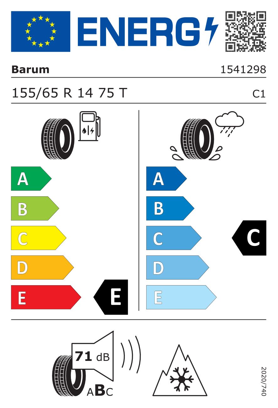 Etykieta dla BARUM 155/65 R14 POLARIS 5 75T